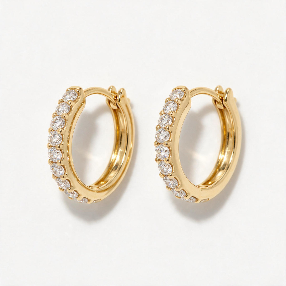 Diamond huggie hoop earrings
