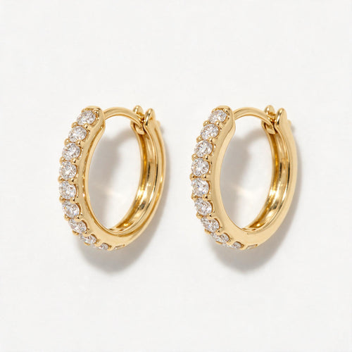 Diamond huggie hoop earrings