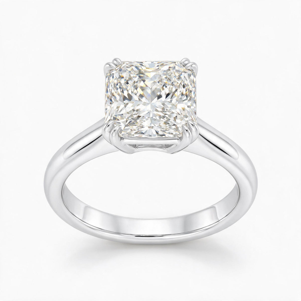 Radiant cut diamond engagement ring